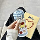 Internet celebrity ins style portable plastic water cup cartoon large capacity straw cup double drinking student male and female red apple cat 500ml