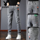 Playboy Ice Oxygen Bar Jeans Men's Summer Thin Slim Small Feet High Elastic Trendy Brand Ice Silk Men's Long Trousers. + 6636 Black Gray M 33 Height 170-185C Weight 140-150