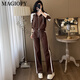Magiopy International Luxury High-End-Marke kleiner Mann, der Set Set Women's Frühling 2025 Neue Mode European Jacket Top Brown S zweier (100jin [Jin gleich 0,5 kg]))