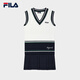 
FILA Yang Mi's official File women's knitted skirt 2025 autumn new fashionable casual color-block sleeveless dress Secret mirror blue-DB L 170/88A/L