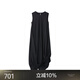 Jnby/Jiangnan Stoff Herbst- und Winterkleid Frauen runder Nacken Ärmel und einfache lässige Pendelpendelstil Elegant 5N7G12590 001/Black XL