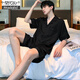 
Modal pajamas men's summer ice silk short-sleeved thin summer men's imitation silk summer style can be worn outside home clothing suit Ice silk S1203 men 3XL
