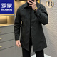 ROMON Spring and Autumn New Men's Versatile Mid-Length Lapel Standard Windproof Windbreaker Men's Casual Style Simple Light Luxury Jacket Black XL (125-140) Jin Jin equals 0.5 kg