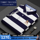 Tommy Trucker International Luxus brandneuer Sommer mittleren Alters mittleren Alters mit reinem Baumwoll kurzärmel Slim Business Revers Striped Base Shirt Light Luxus 3882 Weiß M.