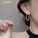 Lnieer Broken Silver Hoop Earrings 2025 New Hot Style High-Quality Earrings Earrings Niche Design Earrings Studs Earrings for Women 925 Silver Needles 3cm Silver Broken Silver Earrings
