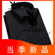 Playboy (Playboy) Sommer weiße Eis Silk Kurzärärmelhemd Herrendünn gestreifter Vater mittleren Alters Casual Formal No Iron Shirt DX6623 38