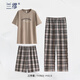 兰缪 (LAMIU)睡衣男款男士夏季纯棉2025新款短袖夏款三件套装韵家居服夏天 LJF6621乌羽色条纹 L