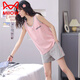 Catman (MiiOW) pajamas for women in summer pure cotton 2025 new vest suspender sleeveless women's summer casual home clothing summer LB: 9902 women's apricot bow English love pure cotton M [soft and skin-friendly, comfortable pure cotton]