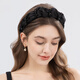 Jiaoxuefei Jiaoxuefei Luxurious high-end satin black crystal headband high cranial fold hair hole pressure headband hair accessories new style