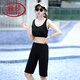 Langsha (Langsha) Badeanzug Dreiköpfiger Frauen-Set konservativer Bauchbedeckung und schlanker Sportstil Student Fat Mm Large-Size Heiße Frühling Badeanzug AO 6625 Drei-teiliges Set-White XL empfohlen 105-120jin [Jin gleich 0,5 kg]