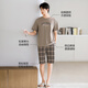 兰缪 (LAMIU)睡衣男款男士夏季纯棉2025新款短袖夏款三件套装韵家居服夏天 LJF6621乌羽色条纹 L