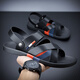 Goldlion sandals men's summer 2025 new fashionable soft-soled beach shoes men wear waterproof and non-slip sandals on the outside to drive two-piece black 9793 38