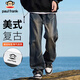 Paul Frank Jeans Men's American Autumn and Winter Loose Pants Men's Pleated Casual Pants Men's Pants Retro Blue 2XL