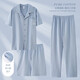 Catman (MiiOW) men's pajamas 2025 new three-piece set pure cotton short-sleeved trousers for summer thin styles, can be worn outside with larger size home clothes LMSJ9274 2XL Recommended 150-175Jin [Jin equals 0.5 kg]
