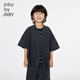 Jnby by JNBY Jiangnan Buyi children's short-sleeved shirt cotton H-shaped V-neck summer boys and girls 1P5212190 413/grey navy 100 cm