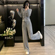 
MAGIOPY International Luxury High-end Brand 2025 Spring European Goods Gray Casual Sports Set Women's Fashion Age Reducing Long Sleeve Grey Two-Piece Set S (100Jin [Jin equals 0.5 kg])