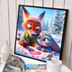 Cute cartoon Crazy Zoo City Digital Oil Painting Diy Coloring Painting Hand-painted Unzipped Decoration Children's Oil Painting SJ13557 20*20cm Tightened Thickened Solid Wood Inner Frame Highlighted Pigment + Oil Canvas +