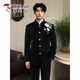 Woodpecker New Chinese Style Peony Butterfly Embroidered Suit Suit Men's Chinese tunic suit Chinese style Tang suit jacket groom wedding black two-piece suit jacket + pants L 141-155Jin Jin equals 0.5 kg