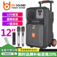 Bader 1576 Wolf Warrior high-power outdoor Internet celebrity karaoke square dance audio wireless Bluetooth heavy bass karaoke singing mobile trolley speaker with karaoke wireless microphone headset 12 inches + 2U segment microphone + 32GU disk + gift bag