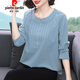 T-shirt à manches longues en coton en coton pour les femmes, chemise de base de l'âge lâche et à la mode 2025 chemise de base de graisse d'âge moyen, vêtements d'automne, usure extérieure, Taro Sweet Purple 693 m, recommandé 90-105 Jin [Jin est égal à 0,5 kg]