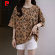 Pierre Cardin gran tamaño de algodón puro camiseta de manga corta para mujeres grasas mm cubriendo la carne esconditada para hacer que se vean en la parte superior de la parte delgada para mujeres 2025 verano nuevo estilo 6625 morado m 80-95Jin [Jin iguala 0.5 kg]