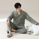 
100% pure cotton men's pajamas spring and autumn lapel long sleeve trousers cotton suit for middle-aged and young people loose to go out T16803 men's style [long sleeve + trousers] 3XL [160-180Jin[Jin equals 0.5 kg]]