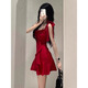 
Jinbingsheng retro style suspender dress new pure desire dress red high-end niche temperament waist-hugging short skirt Burgundy [upgraded waist-hugging style] M [Suggested 95-105Jin [Jin equals 0.5 kg]]