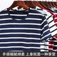 Liyunhouse 3519 Menschen sammeln Frühlings- und Sommer neue koreanische Streifenjungen kurzärmeliges T-Shirt für mittlere und junge Menschen rund Hals Caom Casual Base Two-Tiefe Striped Blue + Striped White M.