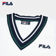 
FILA Yang Mi's official File women's knitted skirt 2025 autumn new fashionable casual color-block sleeveless dress Secret mirror blue-DB L 170/88A/L