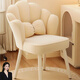 Zhongen home dressing table makeup chair simple chair light luxury high-end dining chair backrest bedroom girl Internet celebrity manicure stool off-white + pillow + petal chair + high rebound sponge + white legs