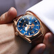 OLEVS watch men's quartz watch business fashion calendar waterproof luminous globe watch bar nail scale 9926 brown leather rose shell blue face men 39mm dial diameter: