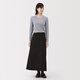 MUJI Women's Stretch Mercerized Twill A-Line Skirt Long Skirt Women's 25th Autumn Skirt Women's BE1YTC5A Black M (160/66A)