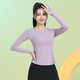 Phigeer Back Pocket Professional Training Fitness Clothing Women's Top Autumn Slimming Pilates Yoga Clothing Long Sleeve Slimming Quick-Drying Purple Long Sleeve M