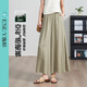 Yiyang Yiyang Feel Feeling Linen Falda Pantalones para mujeres 2025 Summer NUEVO CINTA DE LA CABAJA High Slimming nueve puntos Fluyendo pantalones de patas anchas M Black M