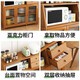 Sizhuge kitchen shelf Nordic sideboard microwave oven household living room cabinet household solid wood multi-function storage cabinet wine cabinet double door model - brown