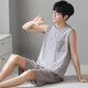 Luechen Pajamas sans manches Viete pour hommes pyjamas mince des vêtements pour hommes à grande taille décontractés, père L [construit 12027 [Set] L [recommandé 100-140jin [Jin est égal à 0,5 kg]]]