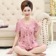 
Victoria's style middle-aged mother pajamas for women in summer pure cotton short-sleeved home clothes middle-aged and elderly thin cropped pants two-piece set Y3937 3XL