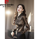 Pierre Cardin French light luxury satin retro leopard print temperament shirt 2026 spring and autumn new waist slimming versatile casual top XL recommended 110-125 Jin Jin equals 0.5 kg One size fits all 1305-leopard print