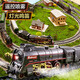 Elektrische Fernbedienung Dampfstrecke Spielzeug Grüne Auto Kinderzug Boy Geburtstag Geschenk Fernbedienung + Spray Sound Effect Front + 4 Wagen + 2