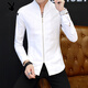 
Playboy (PLAYBOY) men's shirt long sleeve spring and autumn Tang suit plate button Chinese stand-up collar jacket Chinese style casual shirt sense men's clothing white 9905 plate button-up stand-up collar shirt M