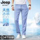 Jeep SpiritJeep Jeep Jeep Summer Jeans para hombres Pantalones de hombres sueltos de hombres de hombres nuevos pantalones elásticos de alta gama FXNZ-9767 Azul de tenis transpirable 32 Círculo de cintura Two Foot Five