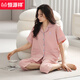Hengyuanxiang Xinjiang Cotton Pyjamas Damen 2025 Sommer neuer kurzärmeliger Hosen-Strickjacke für mittlere Alter und junge Menschen über dem Knie dünne Home-Kleidung kurzärmlige Kumpelhosen #N9896 L [geeignet für 100-120 Jin [Jin Equals 0,5 kg]] geeignet.
