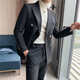 Jason's casual suit men's slim British double-breasted suit suit men's business professional formal groom's wedding dress blue (suit + pants) XL