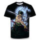 Bamaitu ein Stück Kurzarm ein Stück Zoro Anime T-Shirt Primary- und Sekundarschüler und Teenager 3D-Druck Trendy Top Burning Ace TXU1480 S geeignet für Gewicht 80-90 Jin [Jin gleich 0,5 kg]
