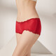Sihuang Mid-T-Waist Seidenunterwäsche für Frauen 100% Maulbeer Seidengestricke sexy Spitze Boxer Shorts Dünne Großgröße Wein Rot 3883+Dunkelschwarz 3884 XL Eins Größe