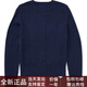 Ralph Lauren Pullover Pony bestickte Seilstil-Einbrennstapel-Placket Langarmed Hemd Strick Kinderstil für Frauen Marine Blue One Size 3t
