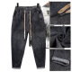
Bao Qiaoxu summer jeans men's elastic waist high elastic loose fit casual pants men's Korean style trendy trousers 3883 black regular 29 106-115Jin [Jin equals 0.5 kg]