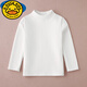G.duck velvet children's white bottoming shirt pure cotton long-sleeved spring and autumn round neck T-shirt for men, girls half turtleneck thickened thermal clothing velvet white-middle collar shirt 110cm