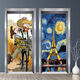 Xiong Lai Pao elevator door stickers one elevator one household modern light luxury custom Van Gogh oil painting starry sky entrance stickers waterproof and fireproof Elevator stickers MT-3291 Medium size: width 80*height 210cm