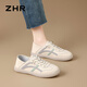 Женская белая туфли ZHR Why White Whorn's Women's Wersatile Real Cowhide Женская обувь легкая и дышащая студенческая повседневная обувь для женщин A67N Rice Grey 36